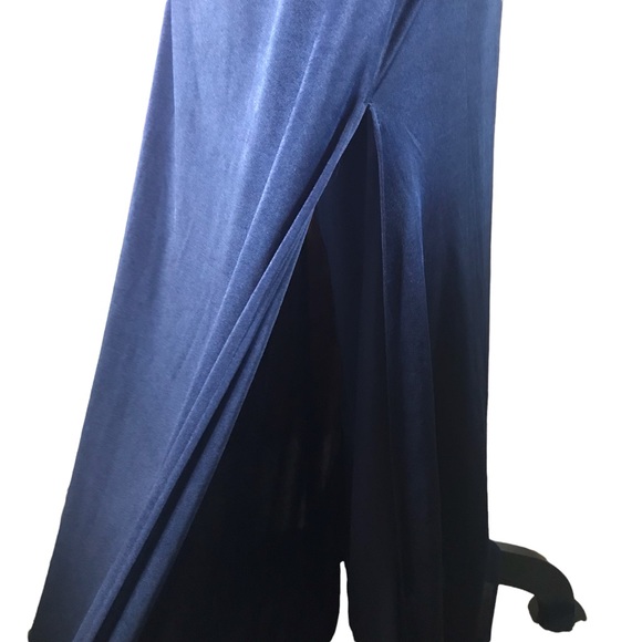 BCBGMaxazria Navy Blue Asymmetrical Beaded Maxi Dress - Picture 8 of 8